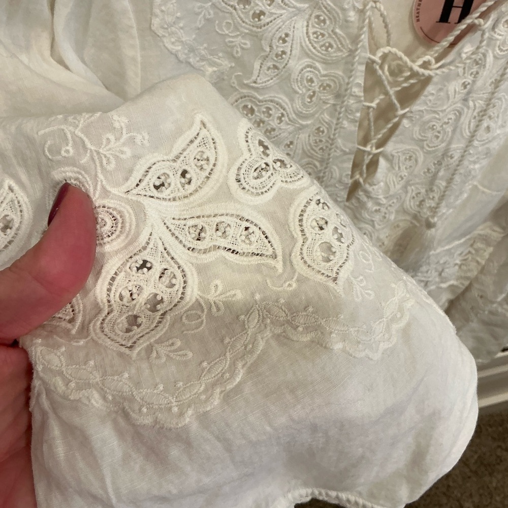 Ulla Johnson White Lace-Up Embroidered dress - Picture 6 of 11